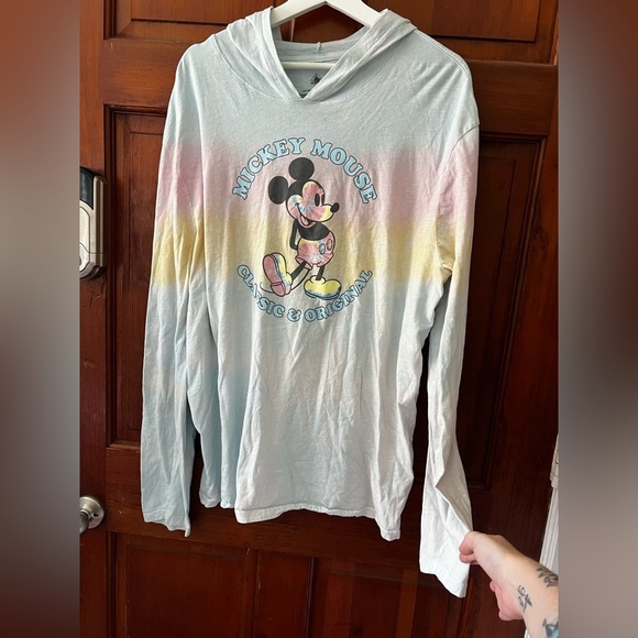 Disney Mickey Mouse Hoodie L Pastel Tie-Dye Ombre, Long Sleeve Pullover - Picture 5 of 7